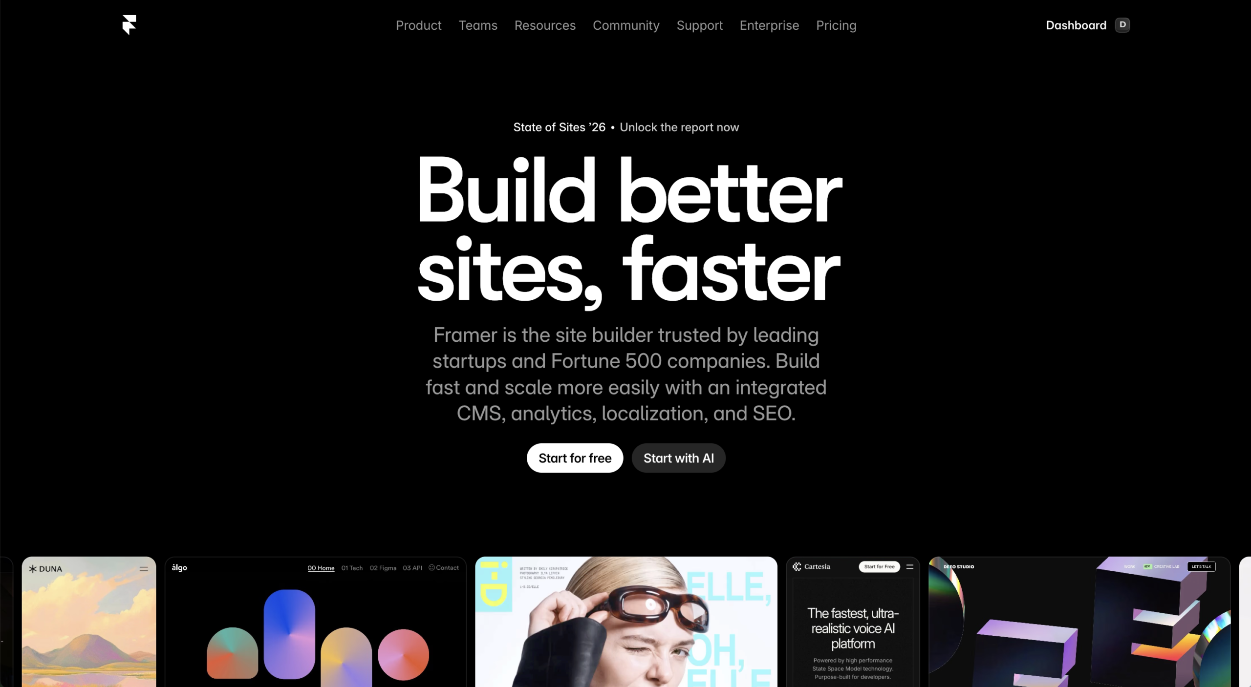 Framer review: framer homepage