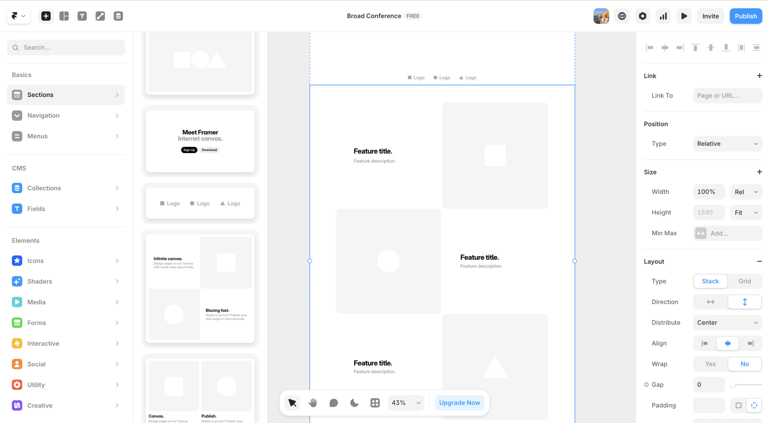 Framer review: builder interface