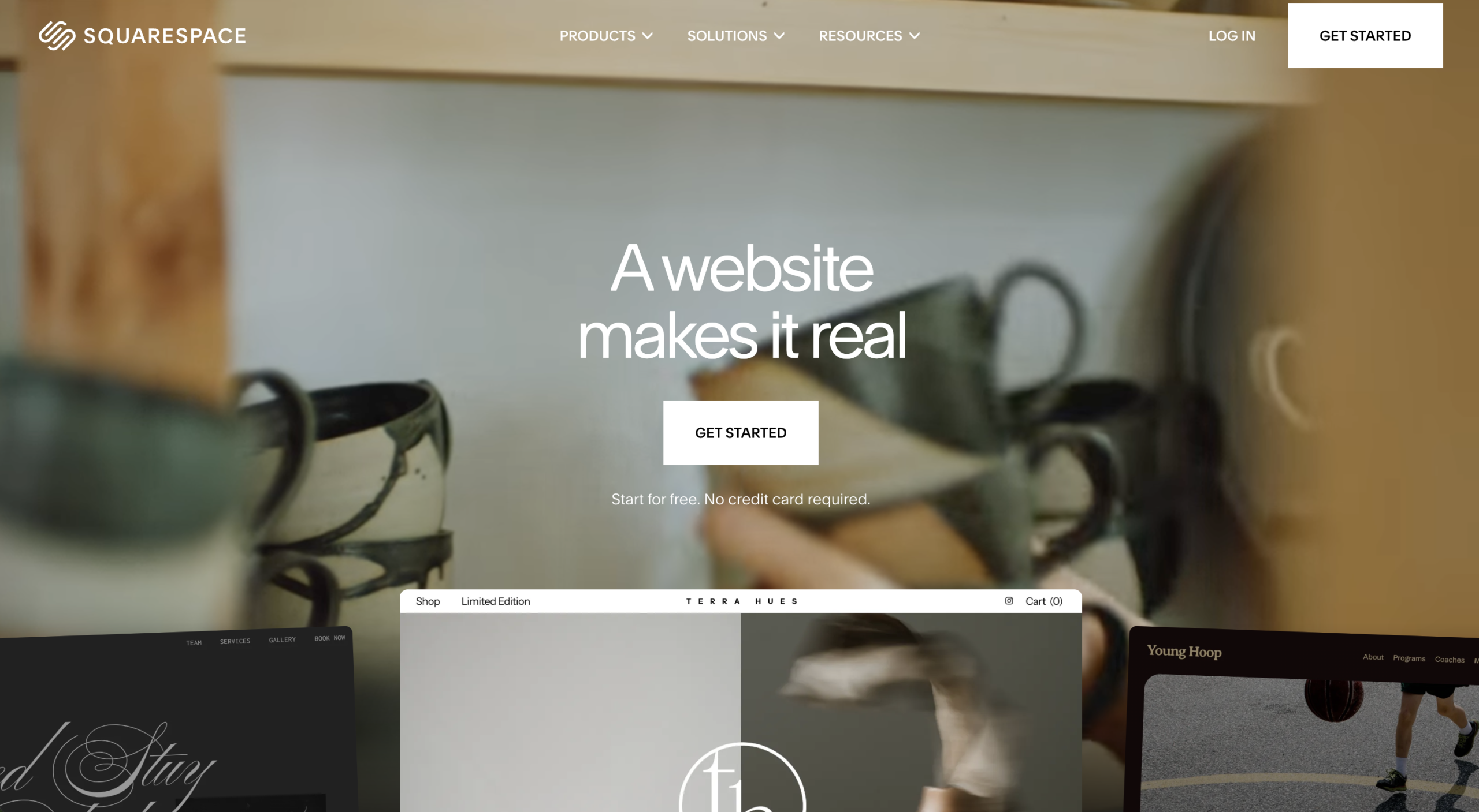 Wix vs Squarespace vs WordPress: squarespace homepage