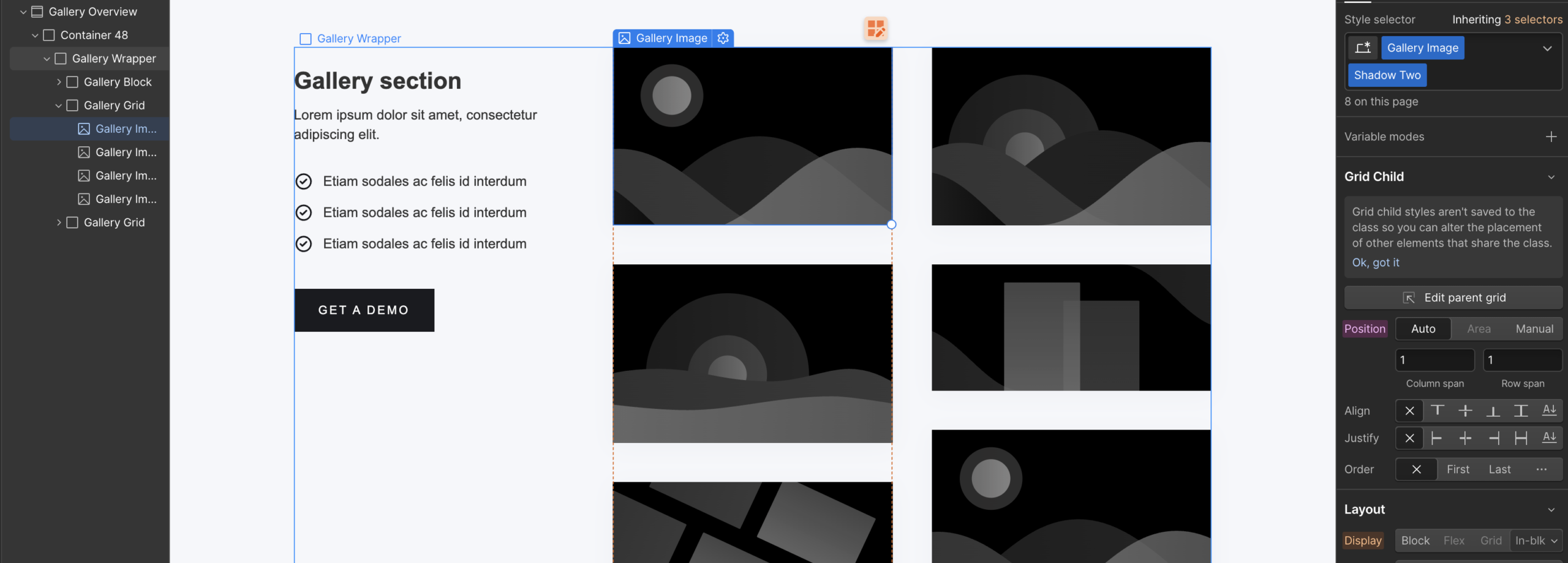 wix vs. webflow: webflow design interface