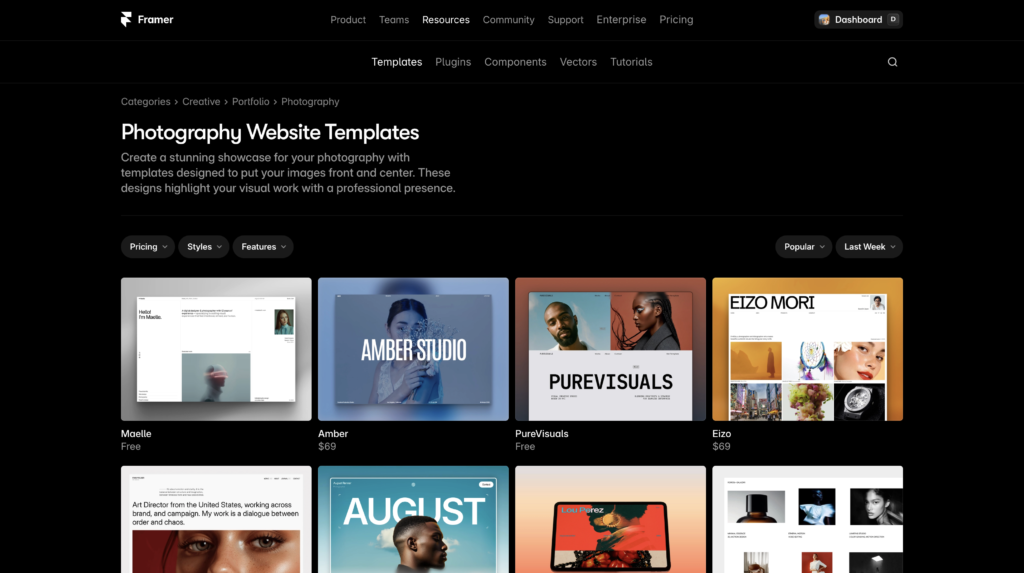 framer for photographers - photography templates
